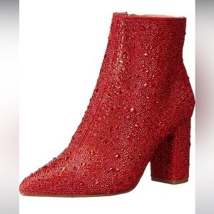 Betsey Johnson red rhinestone bootie